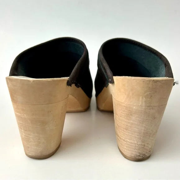 Maguba Anthropologie Stockholm Clogs Black Nubuck Suede Swedish Size 37 - Picture 10 of 14